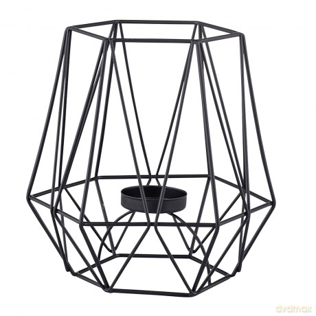Świecznik Metalowy Geometryczny 13x13x15 cm Czarny