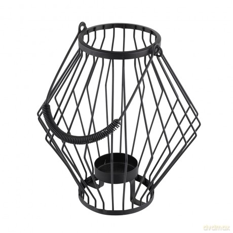 Świecznik Metalowy Szprosowy z Uchwytem 19x19x20 cm Czarny