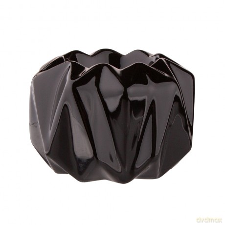 Świecznik Porcelanowy Czarny 9x9x6 cm