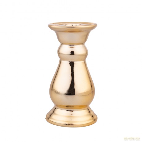 Świecznik Porcelanowy Złoty 7x7x13,5 cm