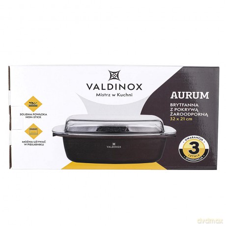 Valdinox Aurum Brytfanna 32x21cm Prostokątna z Pokrywą Żaro (5,7l+2,4l)