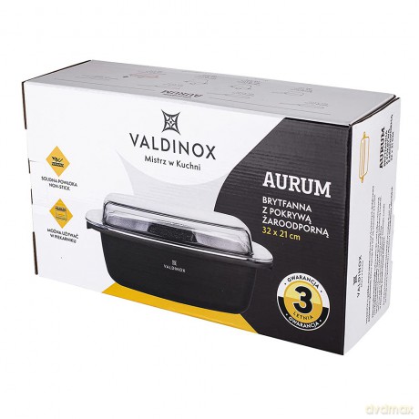 Valdinox Aurum Brytfanna 32x21cm Prostokątna z Pokrywą Żaro (5,7l+2,4l)