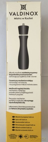 Valdinox Młynek Do Przypraw Drewniany Czarny 5x26 cm