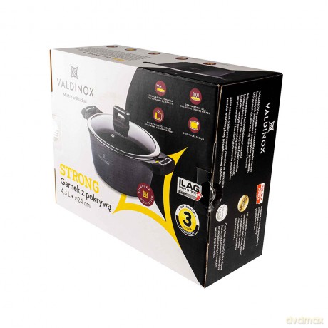 Valdinox Strong Garnek 24cm z Pokrywą 4,3 L.