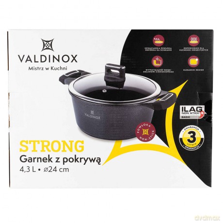 Valdinox Strong Garnek 24cm z Pokrywą 4,3 L.