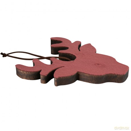 Zawieszka Renifer Drewniany z Welurowym Frontem 16x12 cm Bordowy