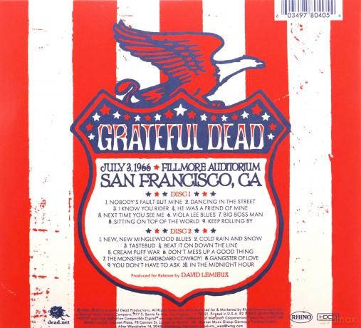 Grateful Dead: Fillmore Auditorium, San Francisco, Ca, 7/3/66 [2CD]