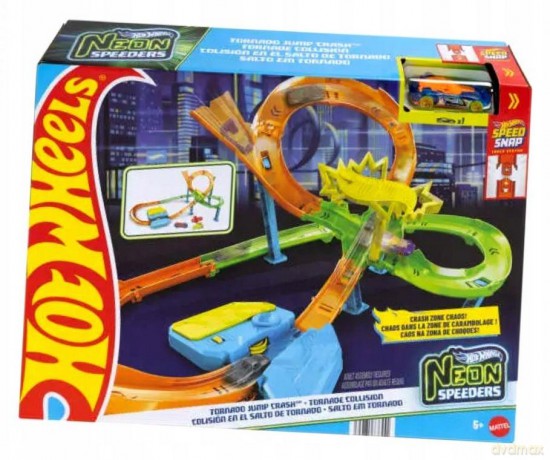 Hot Wheels Neon Speeders Tornado Jump Crash