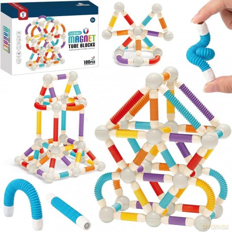 Klocki magnetyczne rurki 100el [KLOCKI]