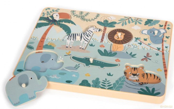 Puzzle z odgłosami zwierząt Safari [PUZZLE]