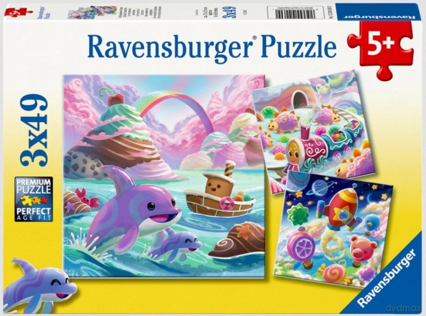 RAVENSBURGER 2D 3x49 el. Cukierkowy świat [PUZZLE]