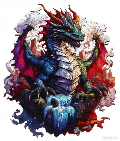 RECENT TOYS 287 el. drewniane kolorowe Smok [PUZZLE]
