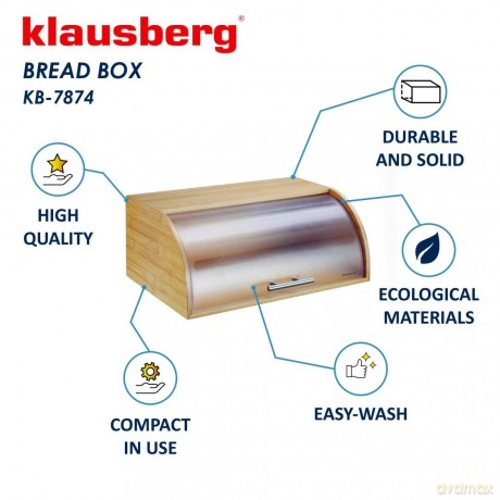Chlebak bambusowy z akrylową pokrywą, klausberg, kb-7874