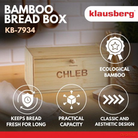 Chlebak bambusowy, 39,5×24,5×18cm, klausberg, kb-7934