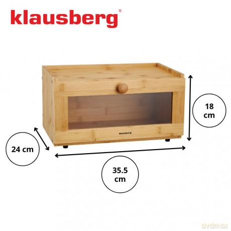Chlebak bambusowy, akrylowy front, 35,5×24×18cm, klausberg, kb-7923