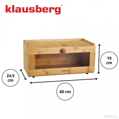 Chlebak bambusowy, akrylowy front, 40×24,5×19cm, klausberg, kb-7924