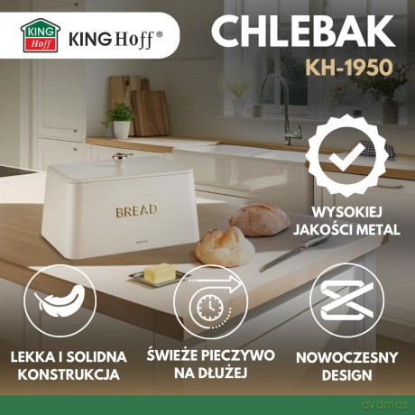 Chlebak metalowy, 35x23x21cm, beżowy, kinghoff, kh-1950