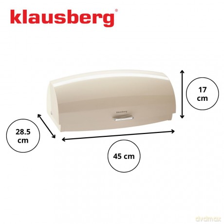 Chlebak, metalowy korpus, klapa z polistyrenu, 45×28,5×17cm, beżowy, klausberg, kb-7932