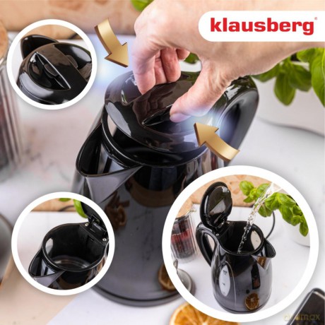 Czajnik elektryczny 1,2 l, czarny, szybkie gotowanie, klausberg