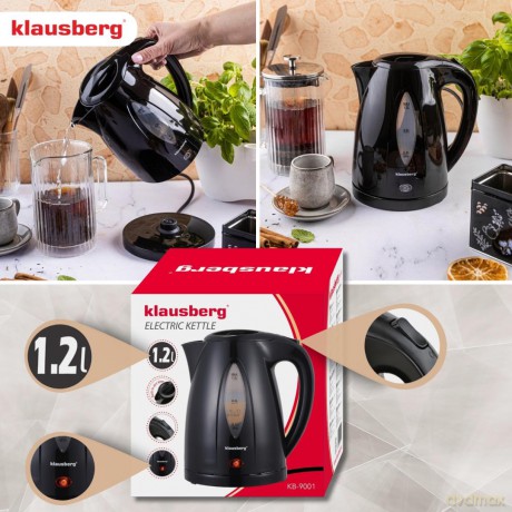 Czajnik elektryczny 1,2 l, czarny, szybkie gotowanie, klausberg