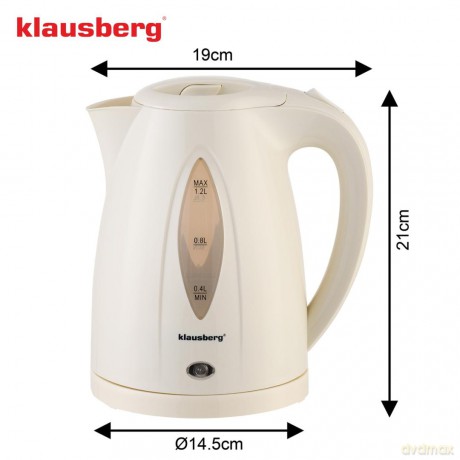 Czajnik elektryczny 1,2 l, kremowy, led, szybkie gotowanie, klausberg