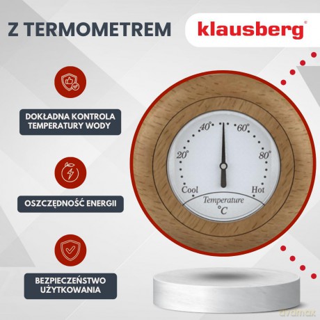 Czajnik elektryczny retro z termometrem, 1,7l, kremowy, stal nierdzewna 304