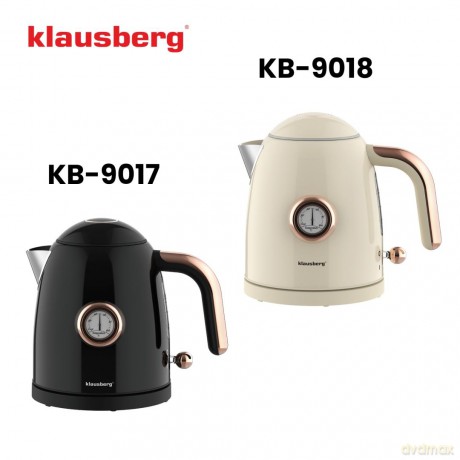 Czajnik elektryczny z termometrem, stal nierdzewna, czarny, 1,0l, 1200w, klausberg, kb-9017