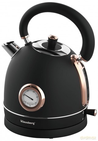 Czajnik elektryczny z termometrem, stal nierdzewna, czarny/rose gold 1,8l, 1850-2200w, klausberg, kb-7905