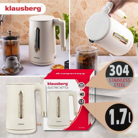 Czajnik elektryczny, 1,7 l, kremowy stal 304, klausberg kb-9004