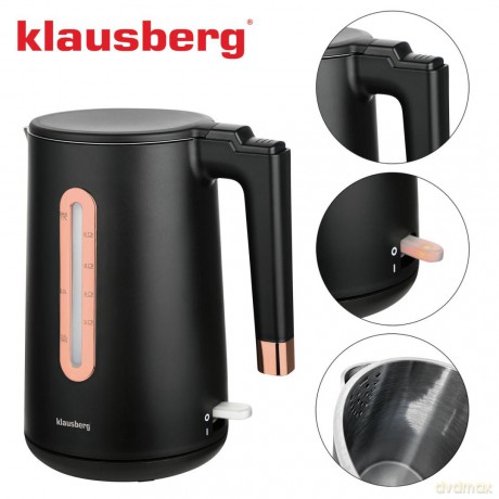 Czajnik elektryczny, kolor czarny/różowe złoto, 1,7l, klausberg, kb-7889