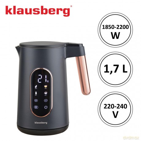 Czajnik elektryczny, kolor czarny/różowe-złoto, klausberg, kb-7892
