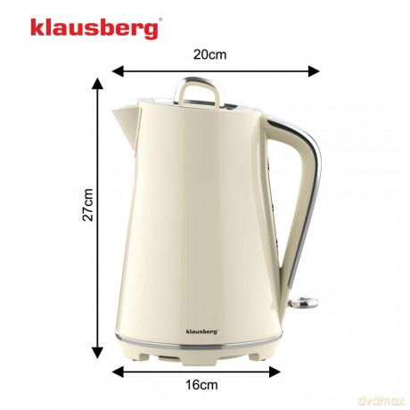 Czajnik elektryczny, stal nierdzewna, kremowy, 1,7l, 1850-2200w, klausberg, kb-9016