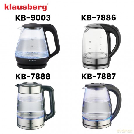 Czajnik elektryczny, szklany, 1,2 l, led, klausberg kb-9003