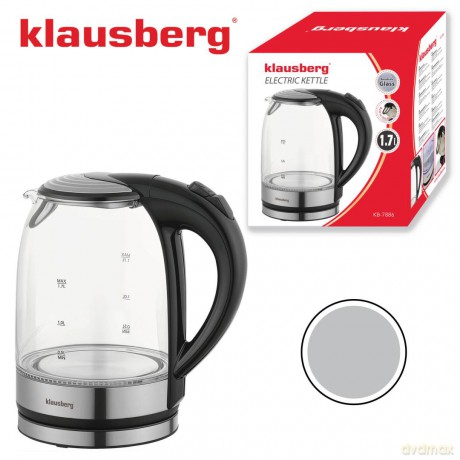 Czajnik elektryczny, szklany, z led, 1,7l, klausberg, kb-7886