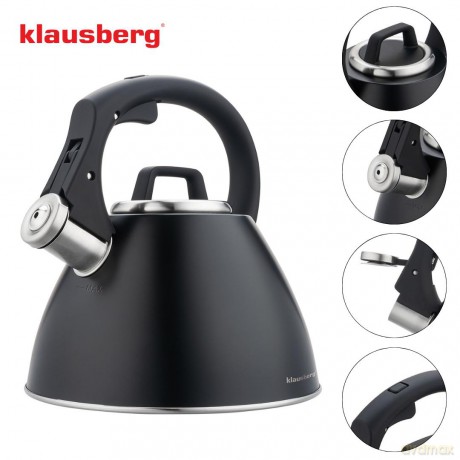 Czajnik stalowy 2,5 l czarny mat z uchwytem soft-touch, klausberg kb-7952