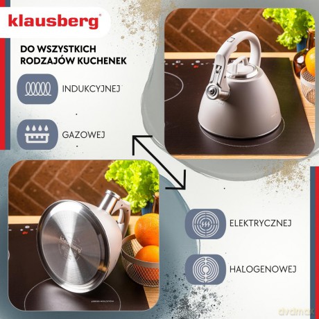 Czajnik stalowy 2,5 l w kolorze szary, klausberg kb-7953