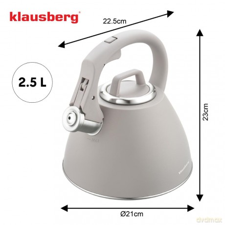 Czajnik stalowy 2,5 l w kolorze szary, klausberg kb-7953
