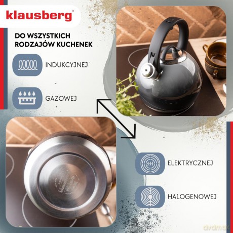 Czajnik stalowy 3 l grafitowy połysk, klausberg kb-7955