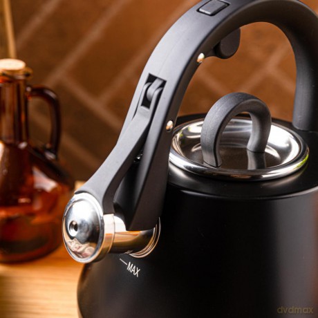 Czajnik stalowy z gwizdkiem 2,5 l czarny mat, klausberg kb-7948
