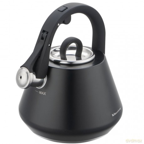 Czajnik stalowy z gwizdkiem 2,5 l czarny mat, klausberg kb-7948