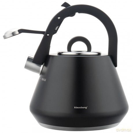 Czajnik stalowy z gwizdkiem 2,5 l czarny mat, klausberg kb-7948