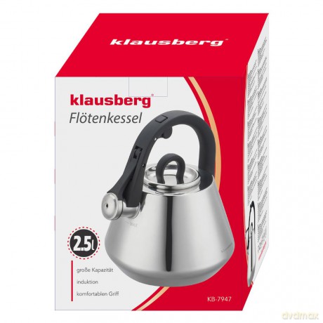 Czajnik stalowy z gwizdkiem 2,5 l połysk, indukcja, klausberg kb-7947