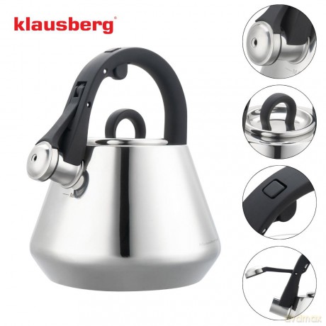 Czajnik stalowy z gwizdkiem 2,5 l połysk, indukcja, klausberg kb-7947