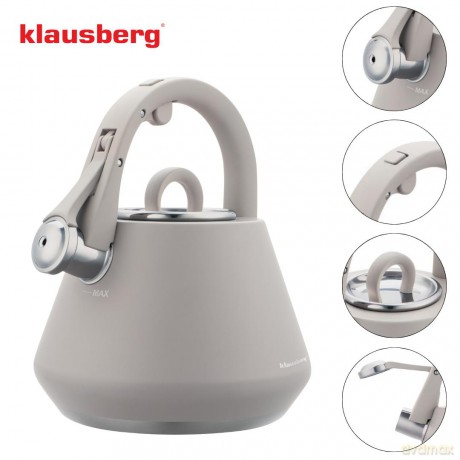 Czajnik stalowy z gwizdkiem 2,5 l szary mat, indukcja, klausberg kb-7949