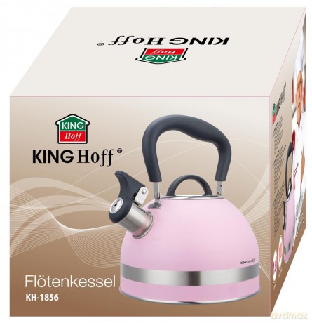 Czajnik z gwizdkiem, 1.8l, stali nierdzewnej, różowy, kinghoff, kh-1856