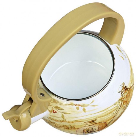 Czajnik z gwizdkiem, stal emaliowana, wzór - toskańska oliwa, 2l, kinghoff, kh-3700