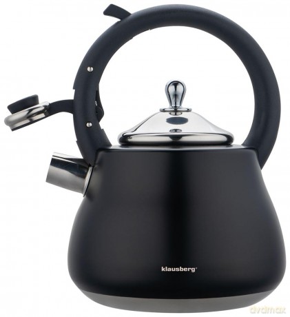 Czajnik z gwizdkiem, stal nierdzewna, czarny ze srebrnymi elementami, 2,8l, klausberg, kb-7918