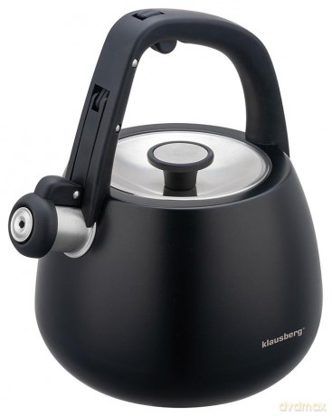 Czajnik ze stali nierdzewnej z gwizdkiem, czarny, pojemność 2,5l, klausberg, kb-7774