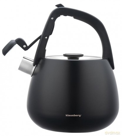 Czajnik ze stali nierdzewnej z gwizdkiem, czarny, pojemność 2,5l, klausberg, kb-7774