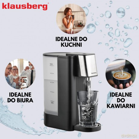 Dozownik gorącej wody, dyspenser, czarny ze srebrnymi elementami ze stali nierdzewnej 2,5l, klausberg, kb-7877